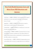 New York Health Insurance Laws and Rules Exam 2025 Questions and Answers