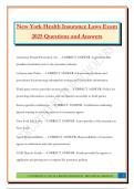 New York Health Insurance Laws Exam 2025 Questions and Answers