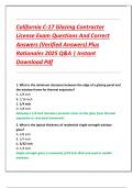 California C-17 Glazing Contractor  License Exam Questions And Correct  Answers &lpar;Verified Answers&rpar; Plus  Rationales 2025 Q&A &vert; Instant  Download Pdf