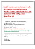 California Conveyance Systems Installer  Certification Exam Questions And  Correct Answers &lpar;Verified Answers&rpar; Plus  Rationales 2025 Q&A &vert; Instant  Download Pdf