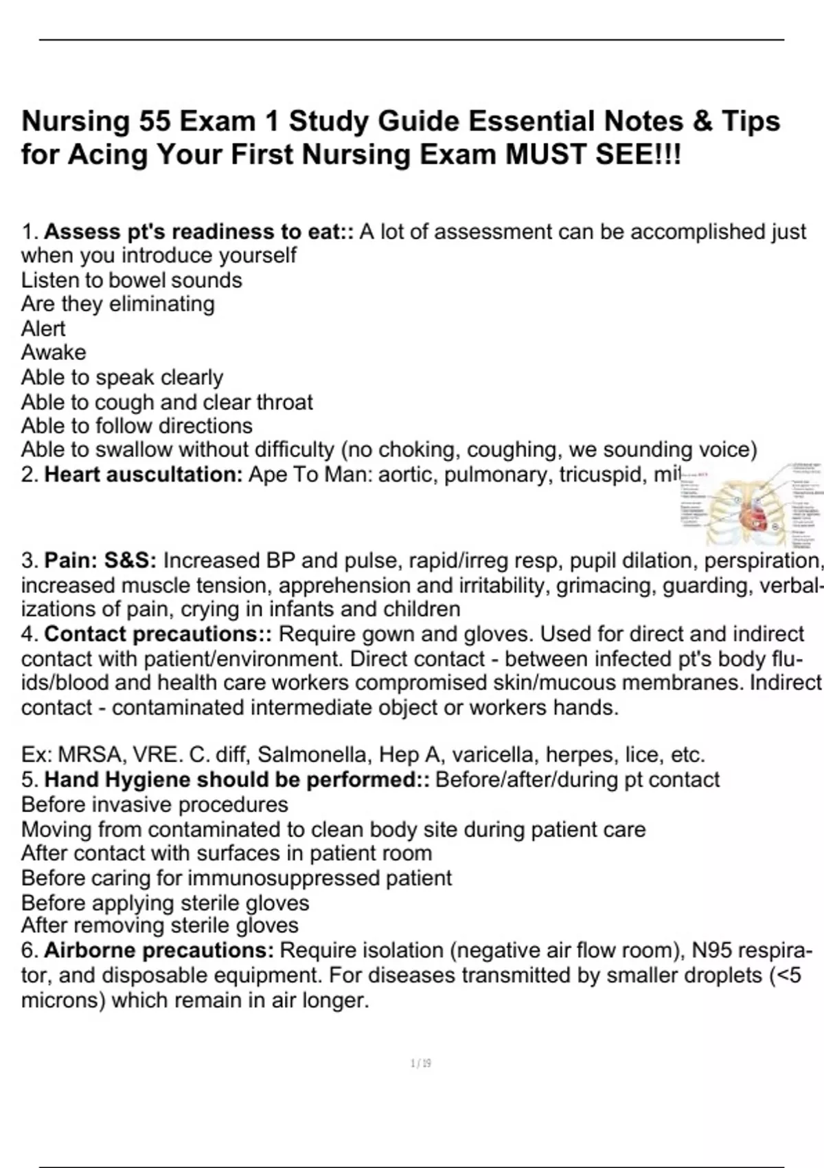 Nursing 55 Exam 1 Study Guide Essential Notes & Tips for Acing Your ...