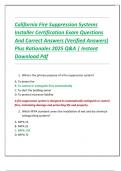 California Fire Suppression Systems  Installer Certification Exam Questions  And Correct Answers &lpar;Verified Answers&rpar;  Plus Rationales 2025 Q&A &vert; Instant  Download Pdf