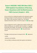 Exam 4&colon; NSG300 &sol; NSG 300 &lpar;New 2025 &sol; 2026 Update&rpar; Foundations of Nursing Exam &vert; Questions with Verified Answers &vert; 100&percnt; Correct &vert; Grade A &ndash; GCU&period;