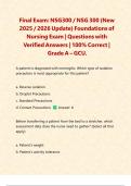 NSG300 &sol; NSG 300 Exams PACKAGE DEAL&vert; BUNDLE contains the Latest  Foundations of Nursing Exams 1&comma;2&comma;3&comma;4 & Final exams with Verified Answers for GCU- Everything you need to pass NSG 300 is here&excl;&excl;