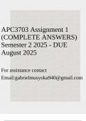 APC3703 Assignment 1 &lpar;COMPLETE ANSWERS&rpar; Semester 2 2025 - DUE August 2025