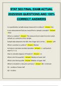 STAT 503 FINAL EXAM ACTUAL 2025&sol;2026 QUESTIONS AND 100&percnt; CORRECT ANSWERS