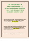 BSN 246 HESI HEALTH ASSESSMENT EXAM V1 &vert; LATEST EXAM QUESTIONS AND 100&percnt; VERIFIED SOLUTIONS&vert; 2025&vert;2026 NIGHTINGALE