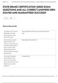STATE BRAKE CERTIFICATION &lpar;2025&rpar; EXAM QUESTIONS AND ALL CORRECT ANSWERS 100&percnt; SOLVED AND GUARANTEED SUCCESS&excl;&excl;