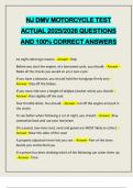 NJ DMV MOTORCYCLE TEST ACTUAL 2025&sol;2026 QUESTIONS AND 100&percnt; CORRECT ANSWERS