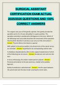 SURGICAL ASSISTANT CERTIFICATION EXAM ACTUAL 2025&sol;2026 QUESTIONS AND 100&percnt; CORRECT ANSWERS