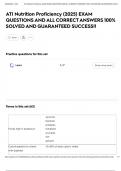 ATI Nutrition Proficiency &lpar;2025&rpar; EXAM QUESTIONS AND ALL CORRECT ANSWERS 100&percnt; SOLVED AND GUARANTEED SUCCESS&excl;&excl;