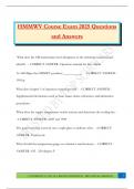 HMMWV Course Exam 2025 Questions and Answers