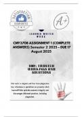 CMY3708 ASSIGNMENT 1 &lpar;COMPLETE ANSWERS&rpar; Semester 2 2025 &ndash; DUE 17  August 2025 &semi;100&percnt; trusted &comma;comprehensive and complete reliable solution with clear explanation