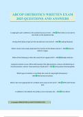 ABCOP ORTHOTICS WRITTEN EXAM 2025 QUESTIONS AND ANSWERS