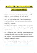 Maryland MVA Driver's Ed Exam 2026 Questions and Answers