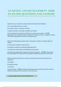 LEARNING AND DEVELOPMENT APHR EXAM 2025 QUESTIONS AND ANSWERS