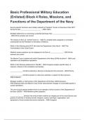 Basic Professional Military Education &lpar;Enlisted&rpar; Block 4 Roles&comma; Missions&comma; and Functions of the Department of the Navy questions and answers graded A&plus; 2025&sol;2026