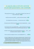 ALABAMA REAL ESTATE LICENSE EXAM 2025 QUESTIONS AND ANSWERS