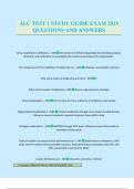 ALC TEST 1 STUDY GUIDE EXAM 2025 QUESTIONS AND ANSWERS