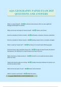 AQA GEOGRAPHY PAPER EXAM 2025 QUESTIONS AND ANSWERS