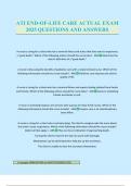 ATI END-OF-LIFE CARE ACTUAL EXAM 2025 QUESTIONS AND ANSWERS