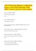 ASCP Molecular Biology Certification Exam &vert; Latest 2025 Questions With  100&percnt; Correct Answers Latest Update 