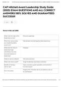 CAP Mitchell Award Leadership Study Guide &lpar;2025&rpar; EXAM QUESTIONS AND ALL CORRECT ANSWERS 100&percnt; SOLVED AND GUARANTEED SUCCESS&excl;&excl;