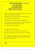 NONE FOR THE ROAD DWI AWARENESS PRACTICE TEST QUESTIONS AND ANSWERS 2025