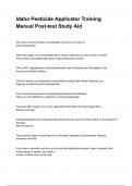 Idaho Pesticide Applicator Training Manual Post-test Study Aid NEWEST 2025&sol;2026 ACTUAL EXAM COMPLETE QUESTIONS AND CORRECT DETAILED ANSWERS &lpar;VERIFIED ANSWERS&rpar; &vert;ALREADY GRADED A&plus;&vert;&vert;BRAND NEW&excl;&excl;
