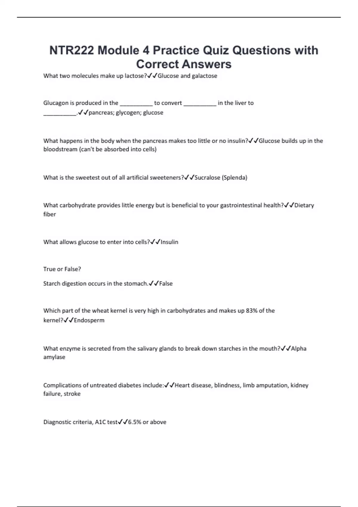 NTR222 Module 4 Practice Quiz Questions with Correct Answers - NTR555 ...