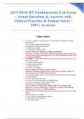 2025 HESI RN Fundamentals Exit Exam &ndash; actual Questions & Answers with Clinical Priorities & Patient Safety &vert; 100&percnt; Accurate