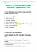 ADULT 1- PERIOPERATIVE NURSING  QUESTIONS AND ANSWERS 2025