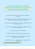 CALIFORNIA DRIVER' LICENSE WRITTEN TEST PRACTICE EXAM 2025 QUESTIONS AND ANSWERS