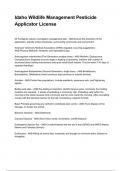 Idaho Wildlife Management Pesticide Applicator License NEWEST 2025&sol;2026 ACTUAL EXAM COMPLETE QUESTIONS AND CORRECT DETAILED ANSWERS &lpar;VERIFIED ANSWERS&rpar; &vert;ALREADY GRADED A&plus;&vert;&vert;BRAND NEW&excl;&excl;
