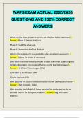 WAPS EXAM ACTUAL 2025&sol;2026 QUESTIONS AND 100&percnt; CORRECT ANSWERS