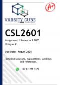 CSL2601 Assignment 1 (DETAILED ANSWERS) Semester 2 2025 - DISTINCTION GUARANTEED