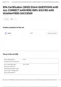 EPA Certification &lpar;2025&rpar; EXAM QUESTIONS AND ALL CORRECT ANSWERS 100&percnt; SOLVED AND GUARANTEED SUCCESS&excl;&excl;