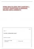 HOME HEALTH AIDE TEST CHAPTER 1 &lpar;LATEST&rpar; QUESTIONS & ANSWERS SOLVED 100&percnt; CORRECT&excl;&excl;