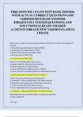 FIRE OFFICER 1 EXAM TEST BANK 2025&sol;2026  WITH ACTUAL CORRECT QUESTIONS AND  VERIFIED DETAILED ANSWERS  &vert;FREQUENTLY TESTED QUESTIONS AND  SOLUTIONS&vert;ALREADY GRADED  A&plus;&vert;NEWEST&vert;BRAND NEW VERSION&excl;&excl;&vert;LATEST  UPDATE