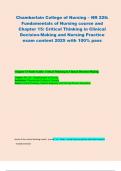 Chamberlain College of Nursing &ndash; NR 226&colon; Fundamentals of Nursing course and Chapter 15&colon; Critical Thinking in Clinical Decision-Making and Nursing Practice exam content 2025 with 100&percnt; pass