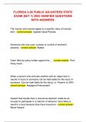 FLORIDA 3-20 PUBLIC ADJUSTERS STATE  EXAM &lpar;SET 1&rpar; 2025 VERIFIED QUESTIONS  WITH ANSWERS