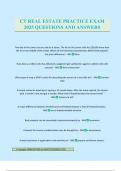 CT REAL ESTATE PRACTICE EXAM 2025 QUESTIONS AND ANSWERS