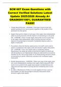 SCM 607 Exam Questions with Correct Verified Solutions Latest Update 2025&sol;2026 Already A&plus; GRADED&excl;&excl;&excl;100&percnt; GUARANTEED PASS&excl;&excl;