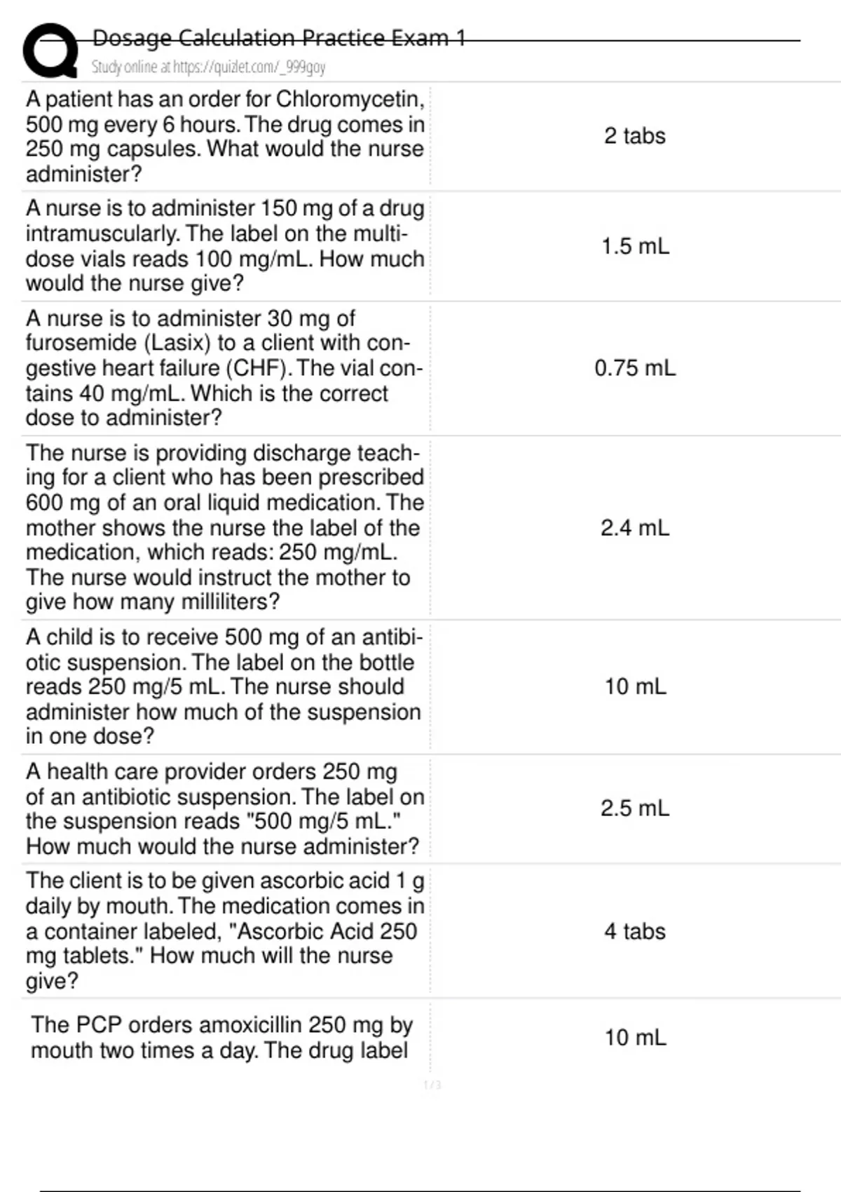 Dosage Calculation Practice Exam 1 | NCLEX & HESI Med Math 2025 | Step ...