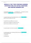 MODULE 5&colon; THE T-TEST &lpar;PORTAGE LEARNING STATISTICS CNSL 503&rpar; ACTUAL QUESTIONS AND VERIFIED ANSWERS 2025