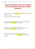 WATER RESTORATION EXAM IICRC &vert; NEWEST ACTUAL QUESTIONS & VERIFIED ANSWERS &lpar;GRADED A&plus;&rpar;
