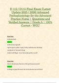 D 115 &sol; D115 Pre - Assessment&comma; Objective Assessment & Final Exam &lpar;Latest 2025 &sol; 2026 Updates STUDY BUNDLE PACKAGE WITH SOLUTIONS&rpar; Advanced Pathophysiology for the Advanced Practice Nurse &vert; Questions and Answers &vert; Grade A &vert; 100&percnt; Correct &lpar;Verified Answers&rpar; 