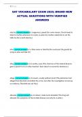 SAT VOCABULARY EXAM 2025&semi; BRAND NEW ACTUAL QUESTIONS WITH VERIFIED ANSWERS