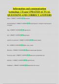 Information and communication  technology 2 Exam UPDATED ACTUAL  QUESTIONS AND CORRECT ANSWERS