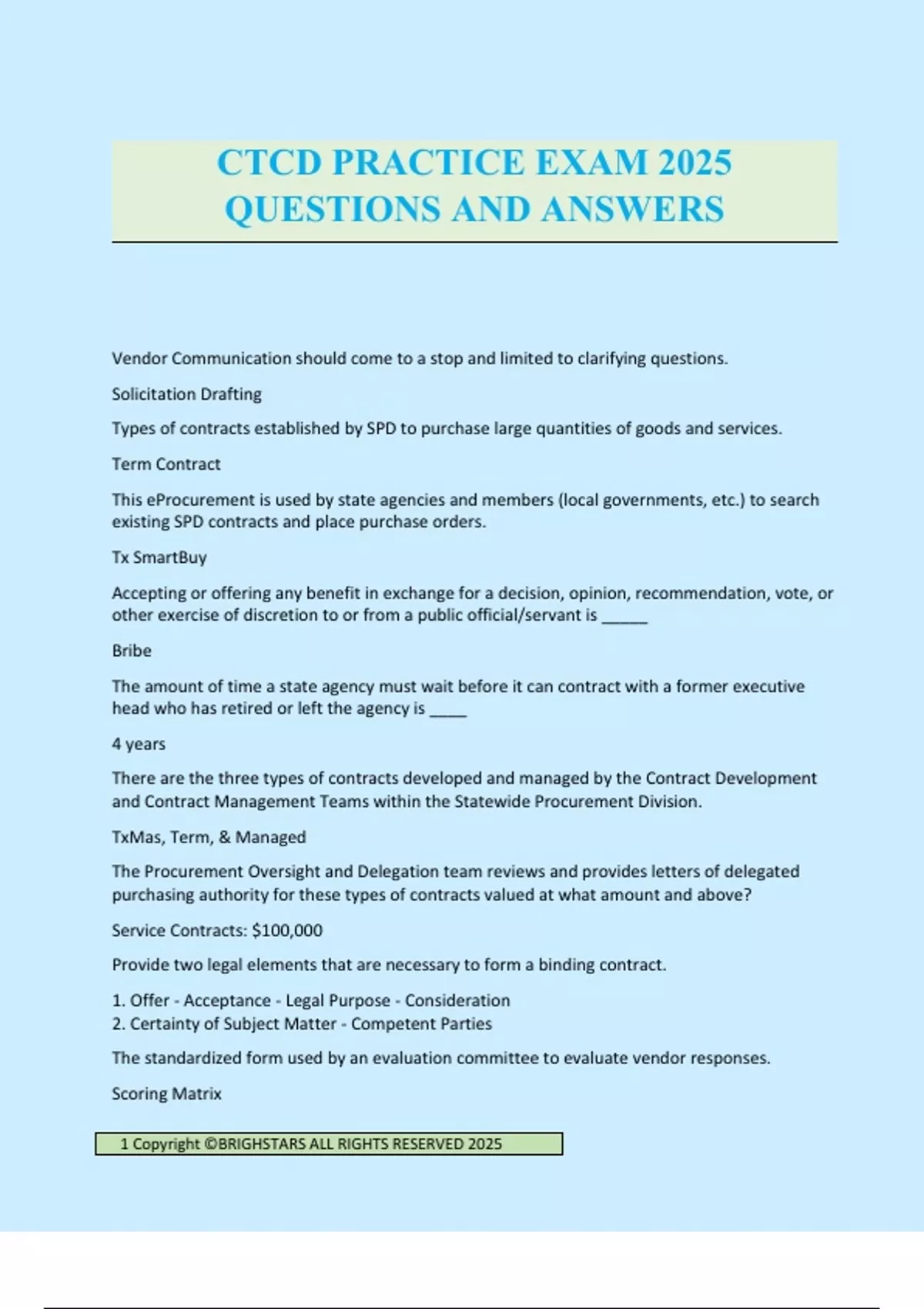CTCD PRACTICE EXAM 2025 QUESTIONS AND ANSWERS - CTCD - Stuvia US